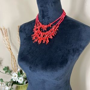 Vintage Signed Miriam Haskell  1940’s Spezzti branch coral faux coral necklace